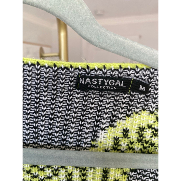Nasty Gal Zebra Cropped Knit Sweater Neon Green Y2K Unique Bold Statement Funky - Picture 6 of 7
